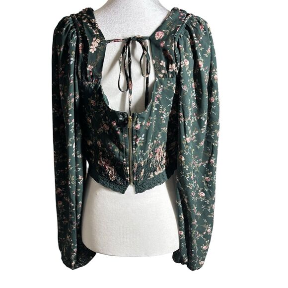 Altar’d State Forest Fairy Floral Puff Sleeve Crop Babydoll Blouse XS Coquette - Picture 6 of 11
